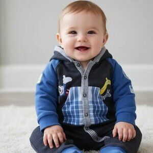 Disney Store Mickey Mouse Embroidered Hoodie Jumpsuit 9-12 Months (up to 80 cm)